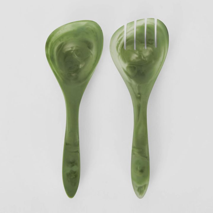 IDRA Swirl Resin Salad Servers Green