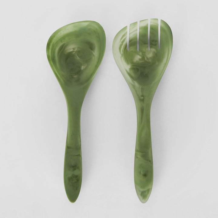 IDRA Swirl Resin Salad Servers Green