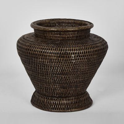 Paume Rattan Flower Urn Small Antique Brown