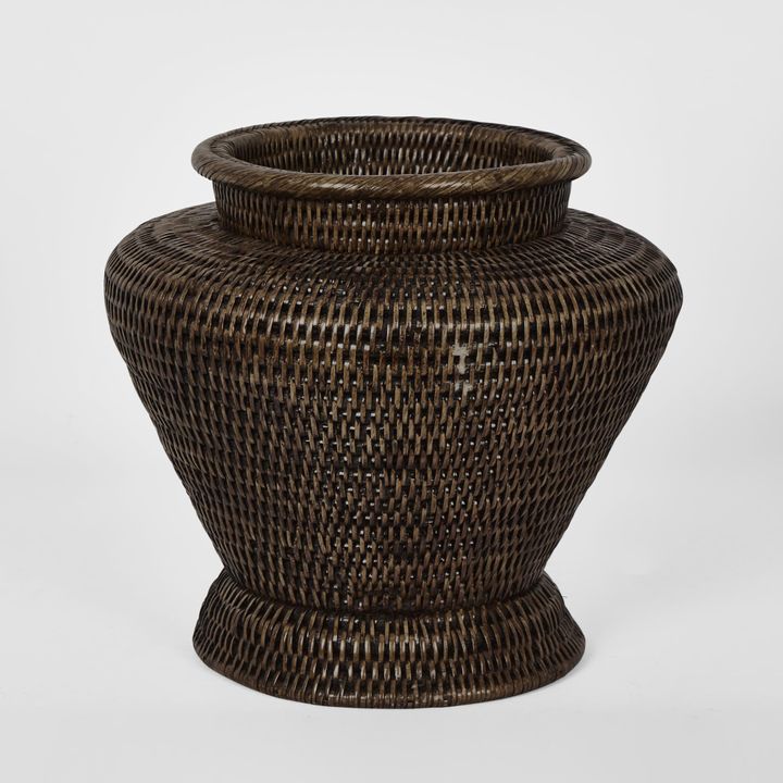 Paume Rattan Flower Urn Small Antique Brown