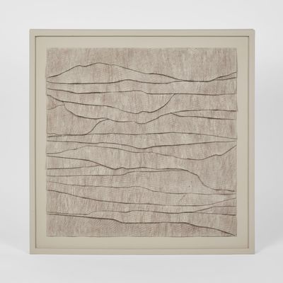 LADRAR Bark Wall Art Square Ecru