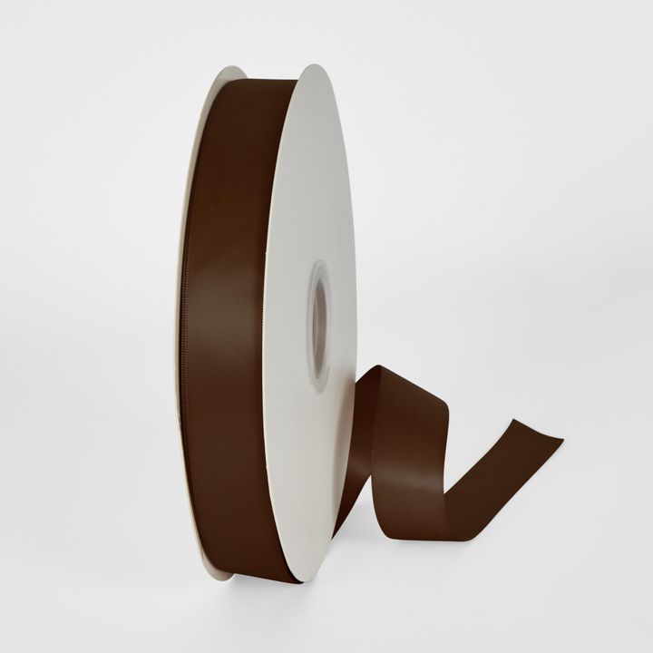 Friar Brown Double Sided Satin Ribbon 25mm 100yards - P870