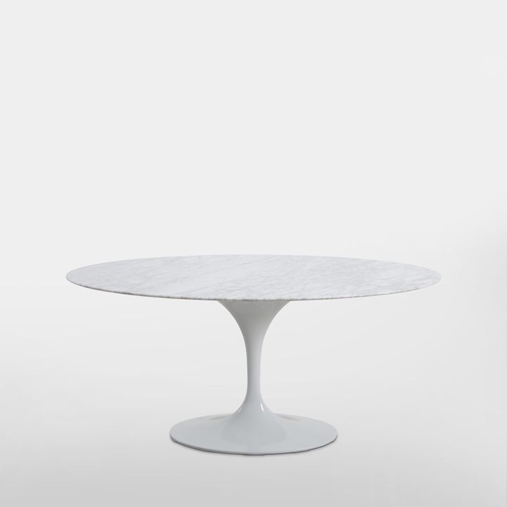 Aurora Oval Dining Table Marble White 160cm