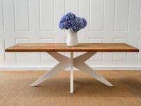 Mudgee 220 cm  Dining Table Timber Top White Leg