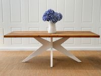 Mudgee 220 cm  Dining Table Timber Top White Leg