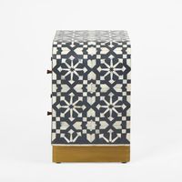 Adina Bone Inlay Bedside Table Grey/White