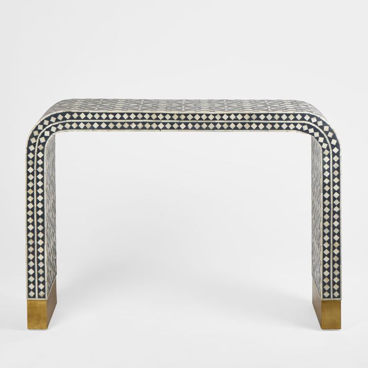 Adina Bone Inlay Console Table Grey/White