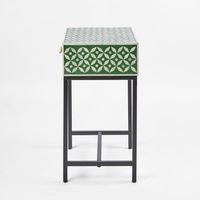 Stella Bone Inlay Bedside Table Green/White