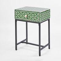 Stella Bone Inlay Bedside Table Green/White