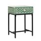 Stella Bone Inlay Bedside Table Green/White