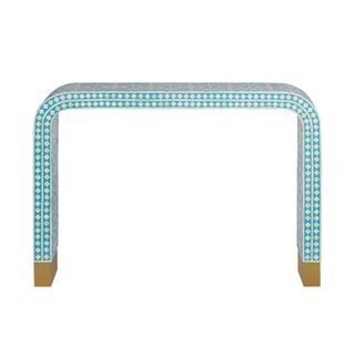 Adina Bone Inlay Console Table Aqua/White