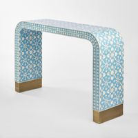 Adina Bone Inlay Console Table Aqua/White