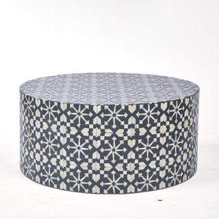 Adina Bone Inlay Round Coffee Table Grey/White