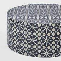 Adina Bone Inlay Round Coffee Table Grey/White