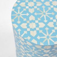 Adina Bone Inlay Side Table Aqua/White