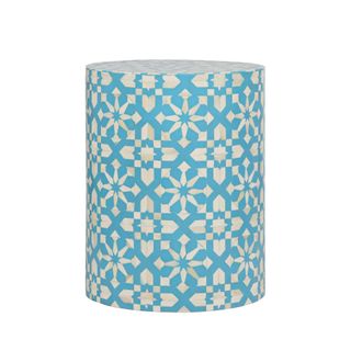 Adina Bone Inlay Side Table Aqua/White