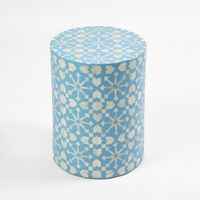 Adina Bone Inlay Side Table Aqua/White