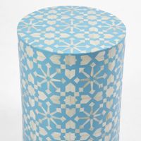 Adina Bone Inlay Side Table Aqua/White