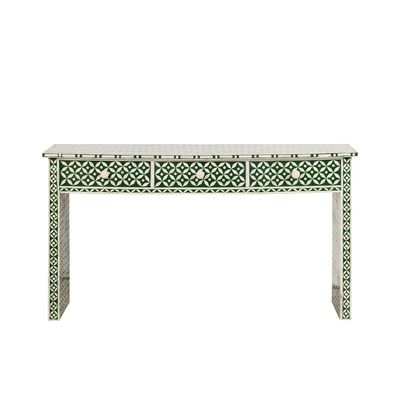 Stella Bone Inlay Console Table Green/White