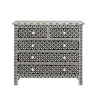 Stella Bone Inlay Chest of 5 Drawers Black/White