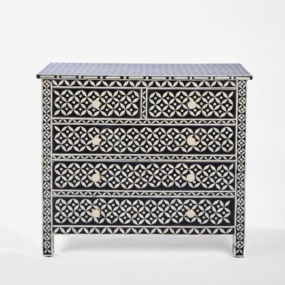 Stella Bone Inlay Chest of 5 Drawers Black/White