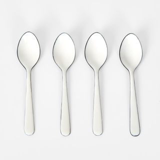 White Enamel Spoons Set4