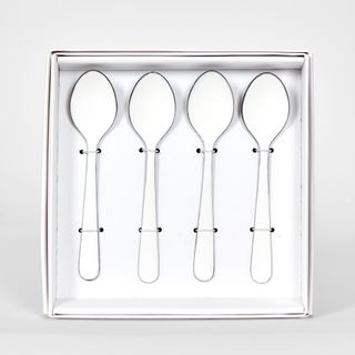 White Enamel Spoons Set4