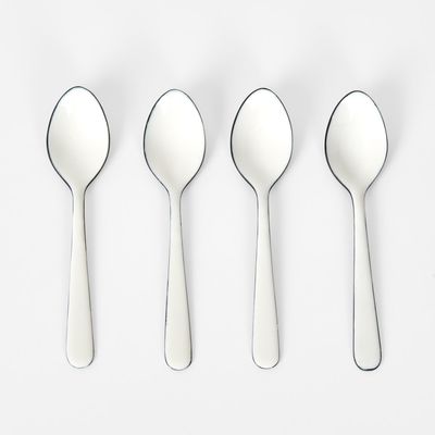 White Enamel Spoons Set4