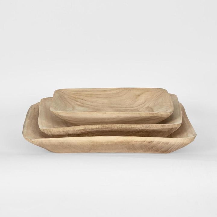 Wooden Square Trays  Set of 3