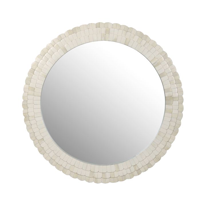 Leila Round Bone Inlay White Mirror 70cm