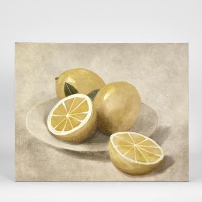 Lemons On White Plate Wall Art