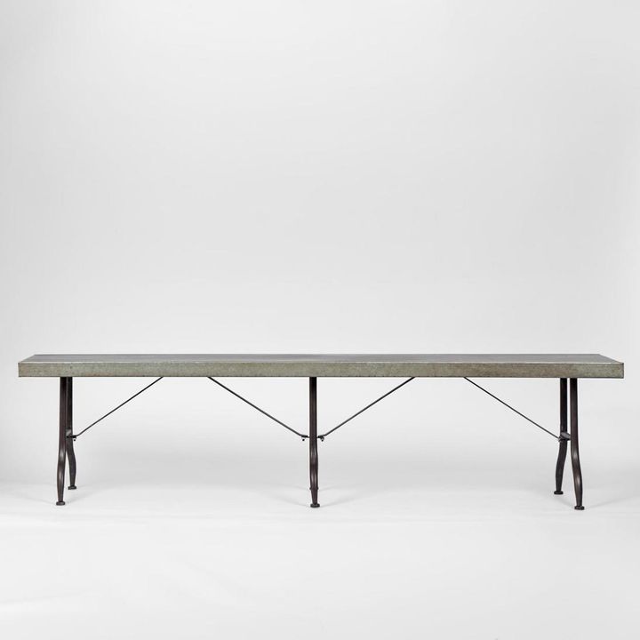 Long Zinc top Bench with Metal legs
