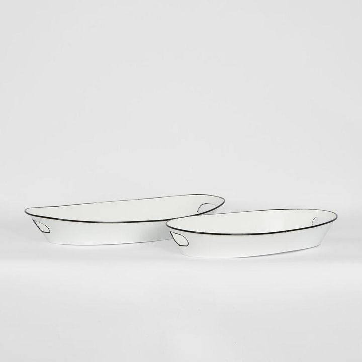 Faux Enamel Boat Trays Set of 2