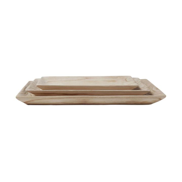 Wooden Rectangle Trays  Set of 3
