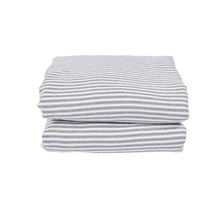 Ticking Sherpa Throw Quilt Blue