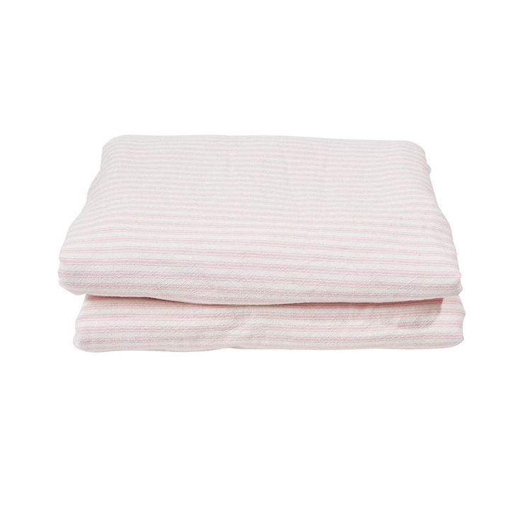Ticking Sherpa Throw Quilt Pink