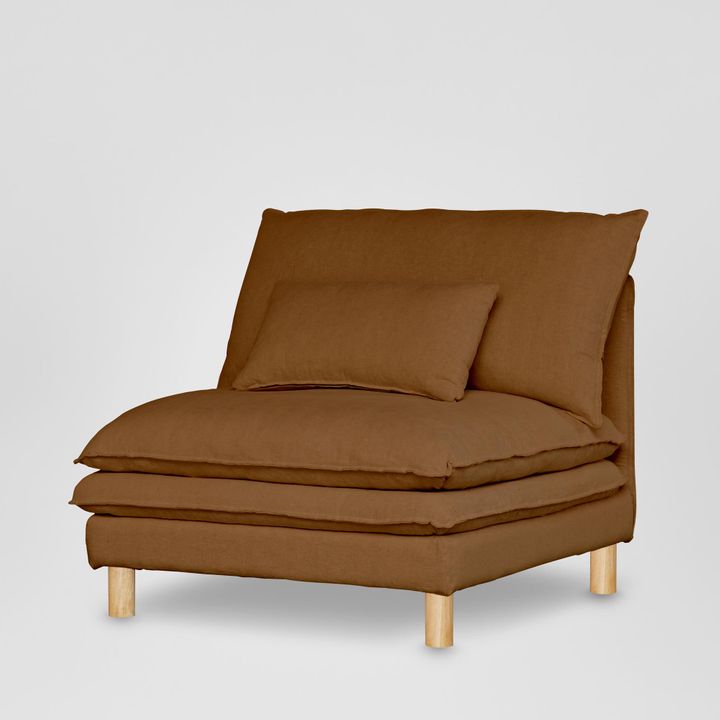 Aura Single Seater Sofa With Cover Brown