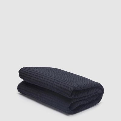 Ribbed Sherpa Throw Quilt Black