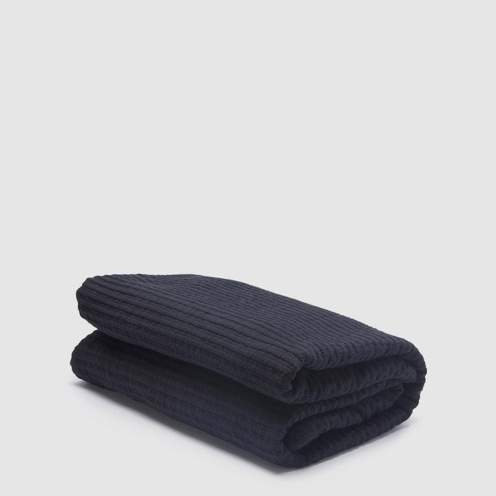 Ribbed Sherpa Throw Quilt Black