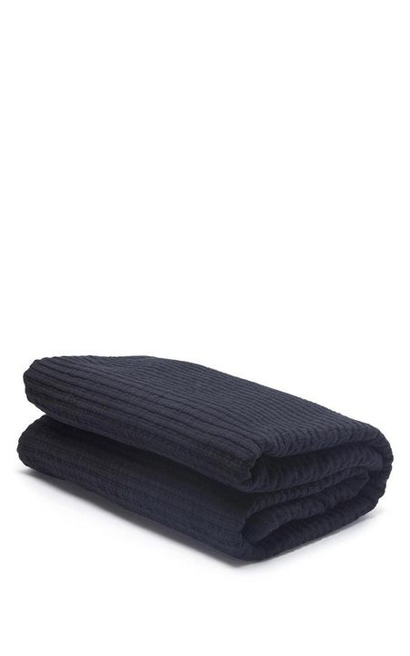 Ribbed Sherpa Throw Quilt Black