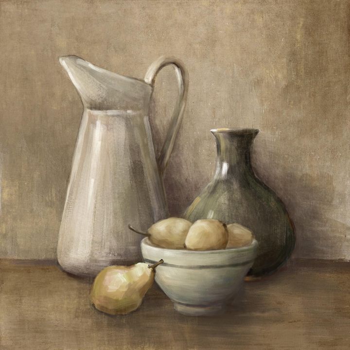 Bowl w Pears & Jug Painting Wall Art