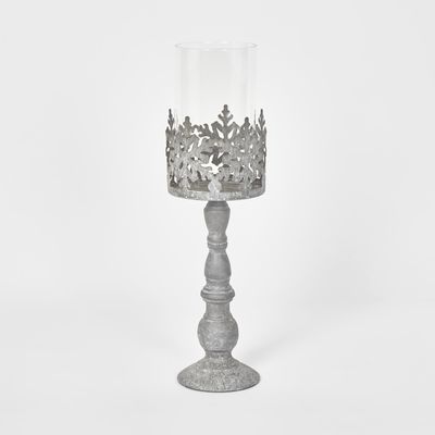 Snow Candle Holder Zinc