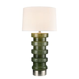 Remy Green Glass Table Lamp & White Shade