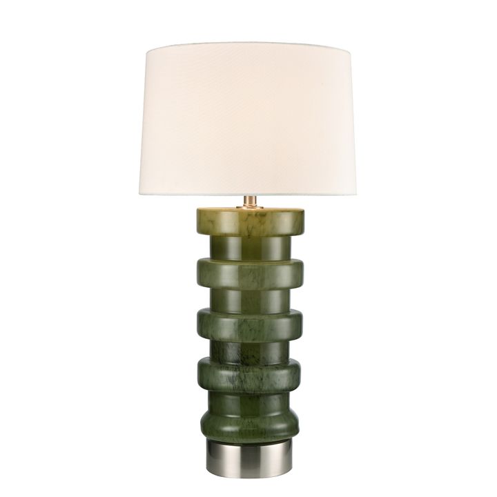 Remy Green Glass Table Lamp & White Shade