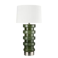 Remy Green Glass Table Lamp & White Shade