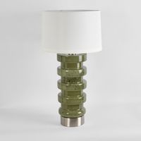 Remy Green Glass Table Lamp & White Shade