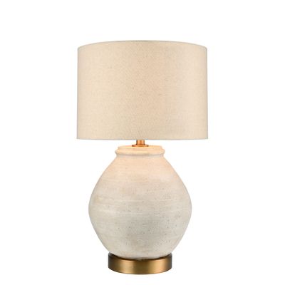 Forbes White Sandstone Table Lamp & Linen Shade