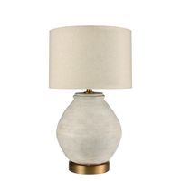 Forbes White Sandstone Table Lamp & Linen Shade