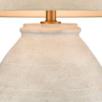 Forbes White Sandstone Table Lamp & Linen Shade