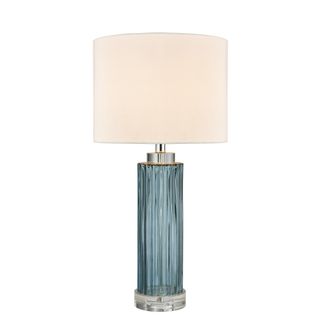 Serento Blue Glass Table Lamp & White Shade